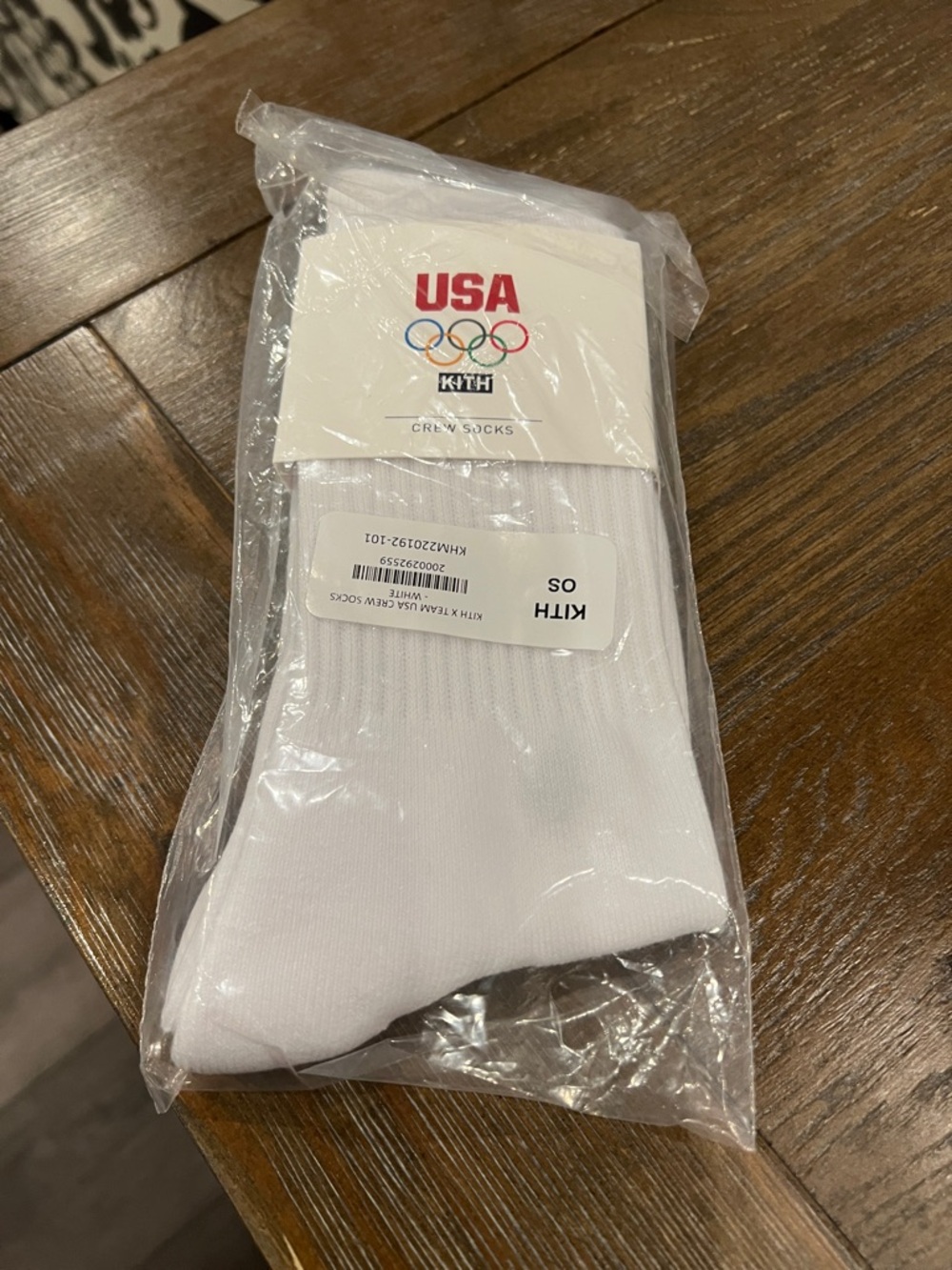 Kith USA White Crew Socks with Olympic Rings